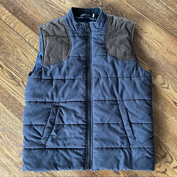 Barbour Ludlow Gilet Puffer Vest Mens M Navy Brown Hunting Shooting Outdoors - Picture 1 of 8